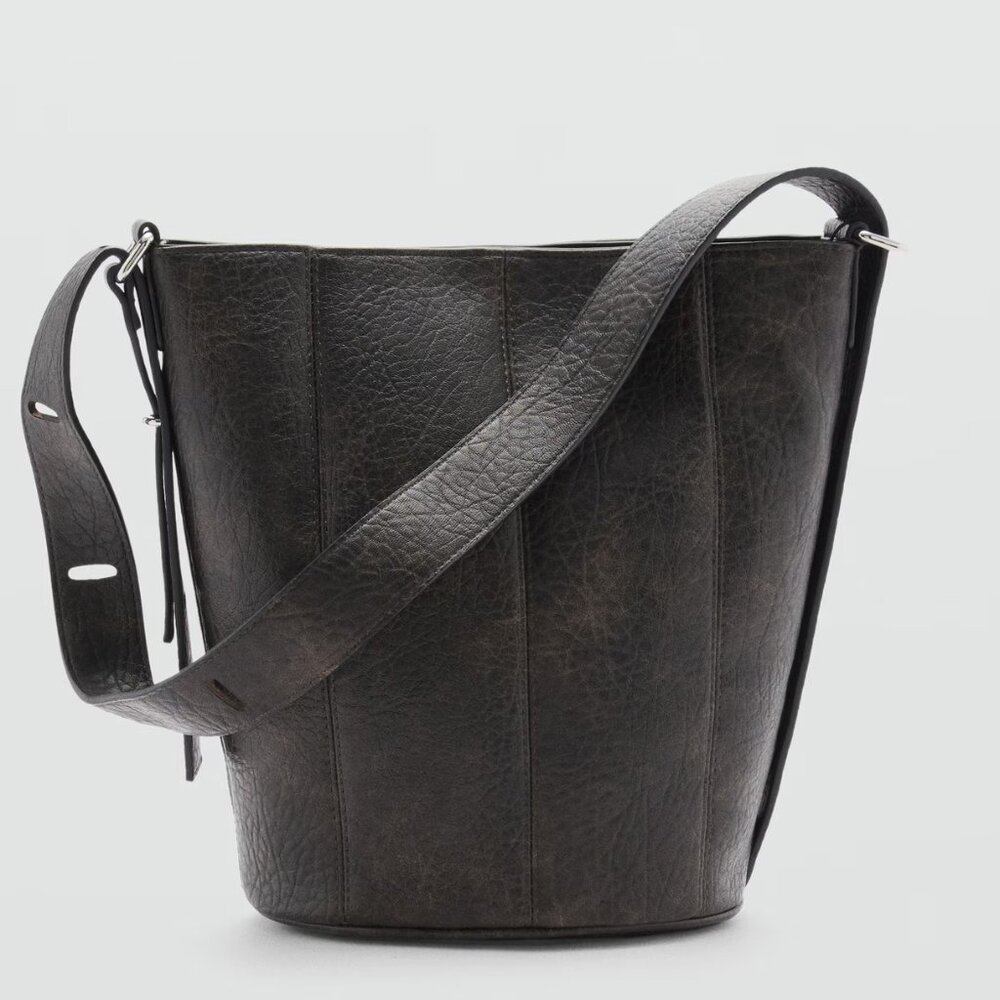 MANGO Brown Faux-leather Bucket Handbag/NWT